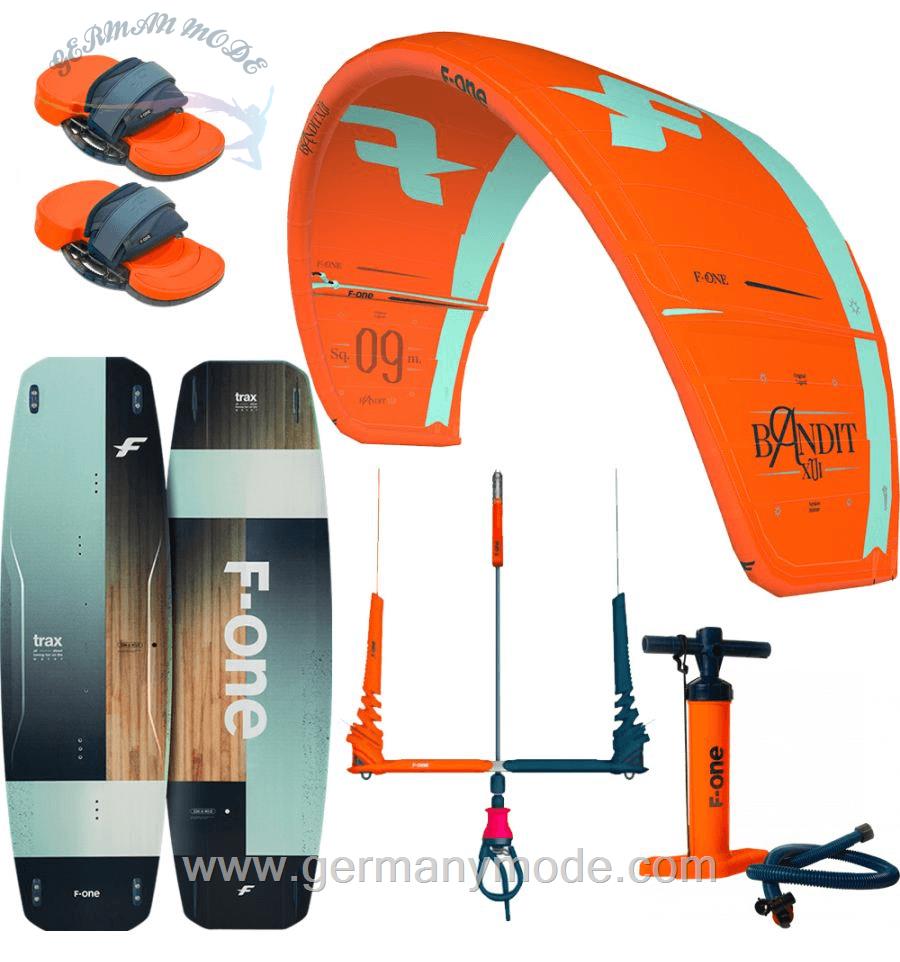 ست کایت 7 متر برد کایت کنترل بار دستگیره پمپ باد اف وان F-ONE BANDIT 7M + F-ONE TRAX 2023 KITESURF COMPLETE PACKAGE Flame/Mint