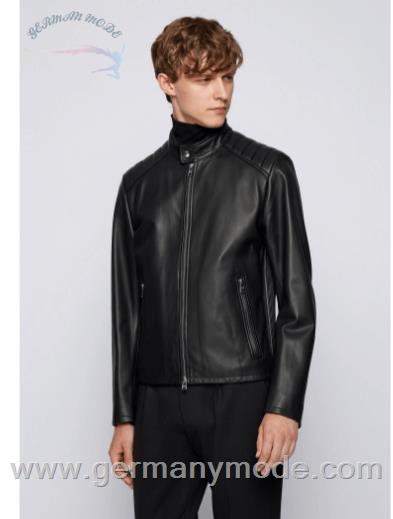 کاپشن چرم مردانه هوگو باس آلمان BOSS REGULAR-FIT JACKE AUS NAPPALEDER MIT ABGESTEPPTEN SCHULTERN