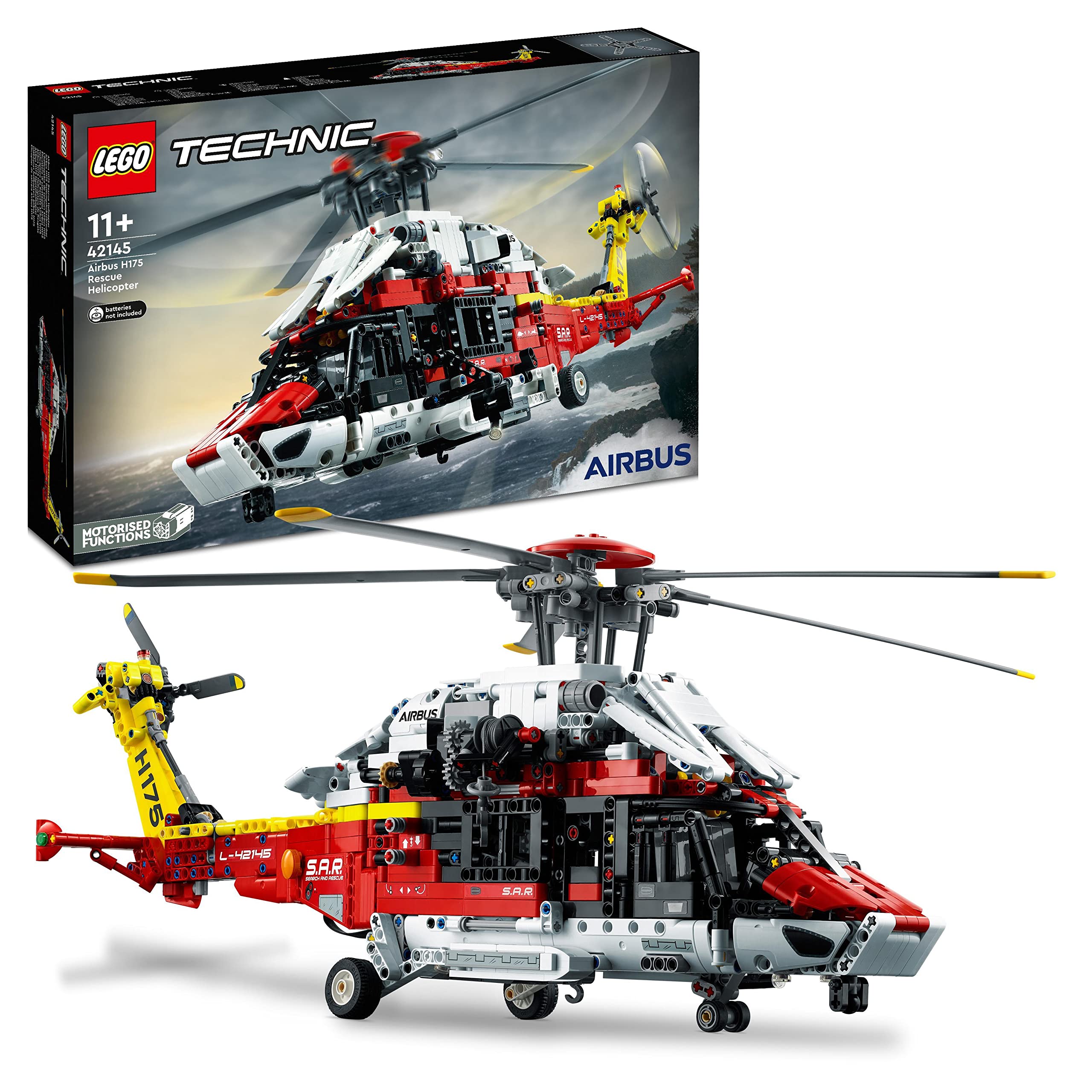 خرید از آمازون - هلیکوپتر امداد و نجات LEGO Technic ایرباس H175 کیت مدل برای کودکان هلیکوپتر اسباب بازی با روتورهای چرخان و عملکردهای موتوری اسباب بازی آموزشی 42145 Single
