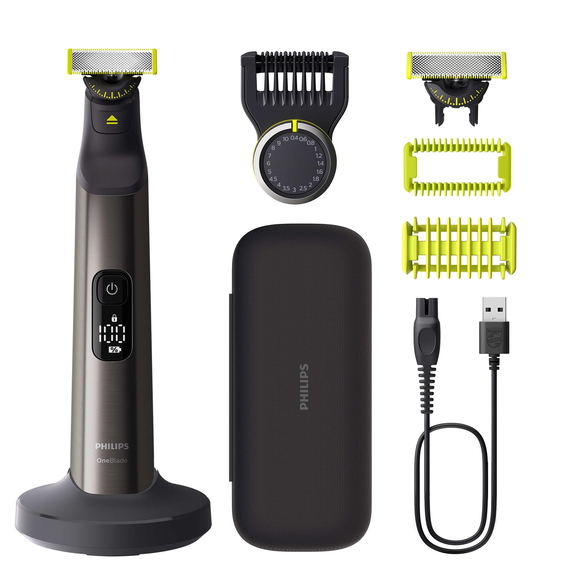 ریش‌ تراش ماشین اصلاح بدن فیلیپس هلندPHILIPS OneBlade Pro 360 Face QP6652/30 پرو ۳۶۰ درجه ۲ تیغه کیف مسافرتی پایه شارژ