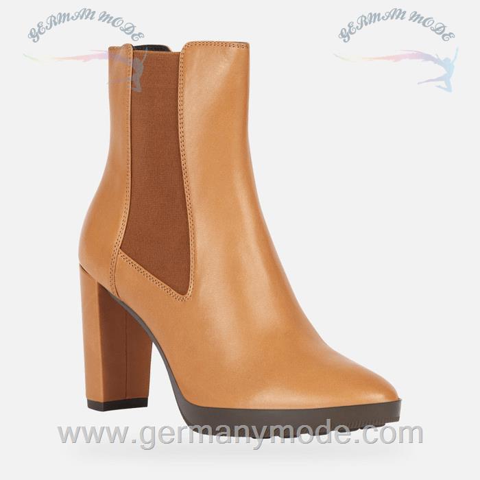 نیم بوت زنانه جی اوکس ایتالیا GEOX STIEFELETTEN MIT HOHEM ABSATZ Walk Pleasure 85 Dame Hellbraun