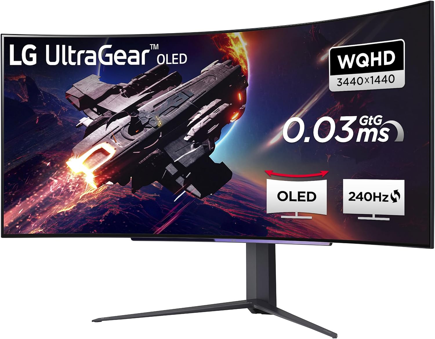 مانیتور 45 اینچی ال جی LG Electronics 45GR95QE-B UltraGear Gaming مانیتور 45 اینچی (113 سانتی متر)، خمیده، OLED، 3440 x 1440، 21:9، WQHD 1440p، 98.5% DCI-P3، HDR10، 0.03 - msWarzQ5Gt AEU