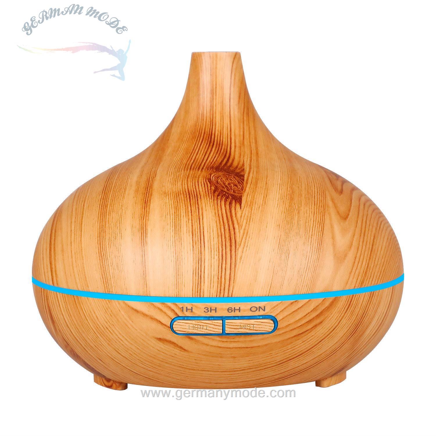 دستگاه خوشبو کننده هوا پخش کننده آروما طرح چوبی پخش کننده عطر 300 میلی لیتر تکنولوژی اولتراسونیک بی صدا - رطوبت ساز نور ال ای دی رطوبت ساز رایحه درمانی روغن ها