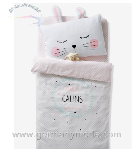 ست تشک پتو بالش کودک ورت فرانسه Vertbaudet Baby Bettbezug Märchenhase Oeko Tex - weiß