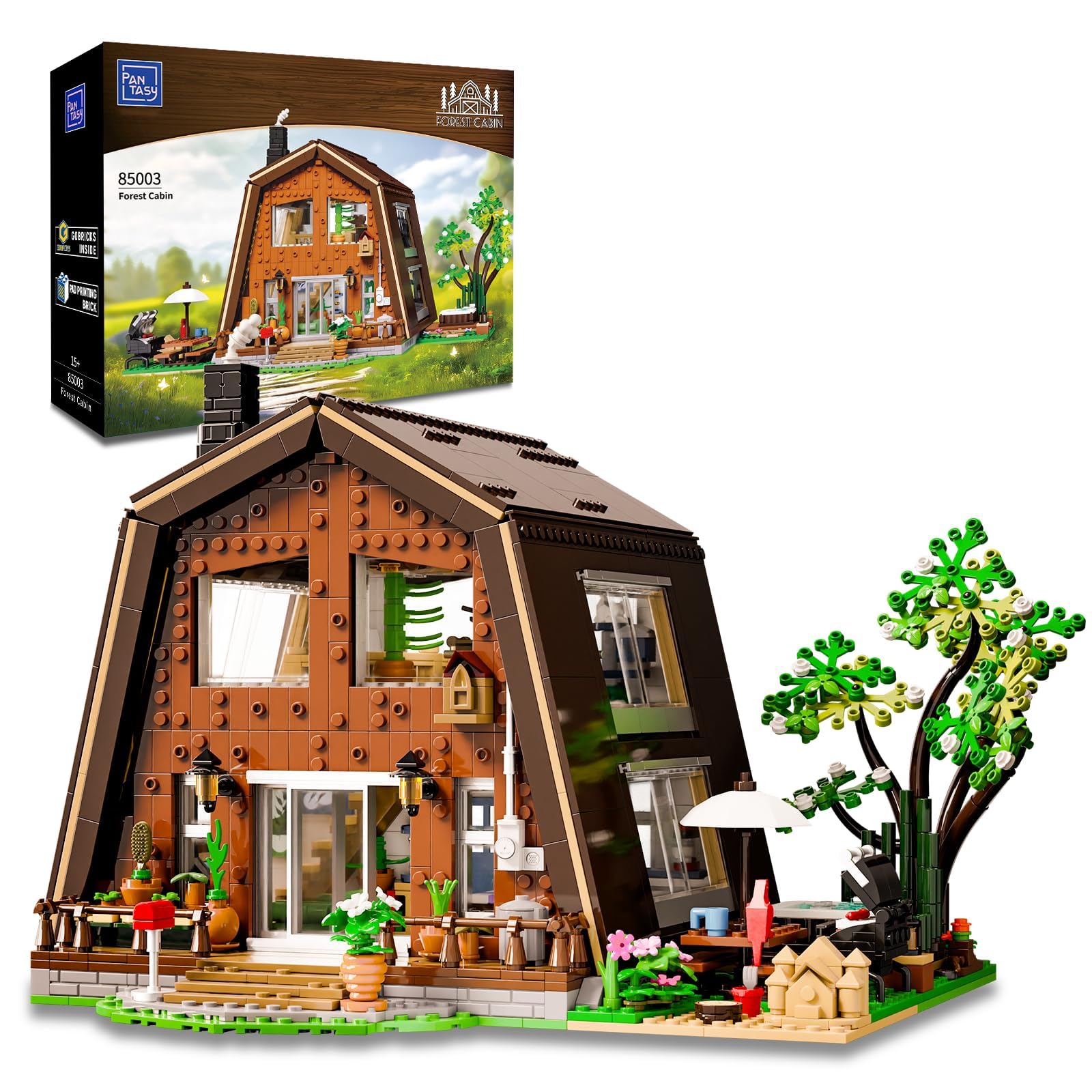 خرید از آمازون - BRICKKK PANTASY معماری خانه کیت کلبه های چوبی گیره بلوک های ساختمانی قاب A-قاب بلوک های ساختمانی کابین مجموعه کیت ساختمان برای بزرگسالان بلوک ساختمانی کلبه های جنگلی مثلثی A شکل