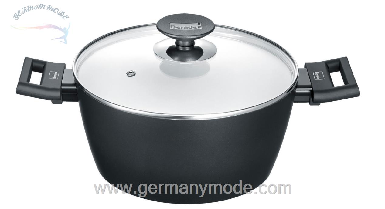 قابلمه 24 سانتی برندس آلمان Berndes Kochtopf Alu Induction Smart mit Glasdeckel Ø 24cm Aluminium