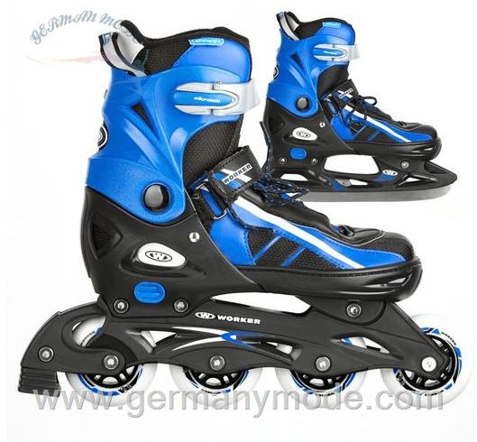اسکیت کفشی بچه گانه روی یخ دو منظوره n Insportline Schlittschuhe 2in1 Lumine blau schwarz Gr 29-32 33-36 37-40