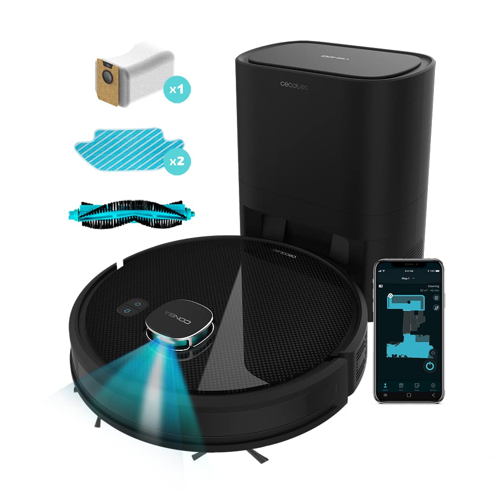 جارو رباتیک تی کش سکوتک اسپانیا Cecotec با قابلیت تخلیه خودکار Conga 7290 Eternal Home X-Treme. فناوری لیزر، قدرت مکش ۳۰۰۰ پاسکال