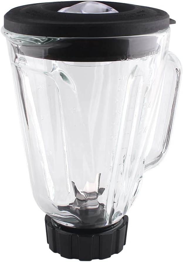 پارچ و تیغه مخلوط کن همیلتون آمریکا LMEI Replacement Parts 5 Cup Glass با تیغه و درپوش پایه سازگار با مخلوط کن های ساحلی Hamilton