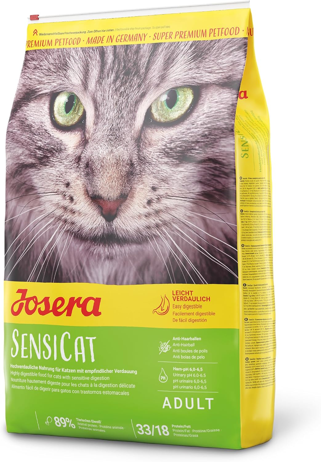 غذای خشک گربه جوسرا سنسی کت JOSERA SensiCat (1 x 10 kg) (1 × 10 کیلوگرم) | بزرگسال | غذای خشک ممتاز برای گربه‌های بالغ حساس | مرغ و برنج | بدون گندم | غذای گربه | بسته 1 عددی مرغ 10 کیلوگرمی