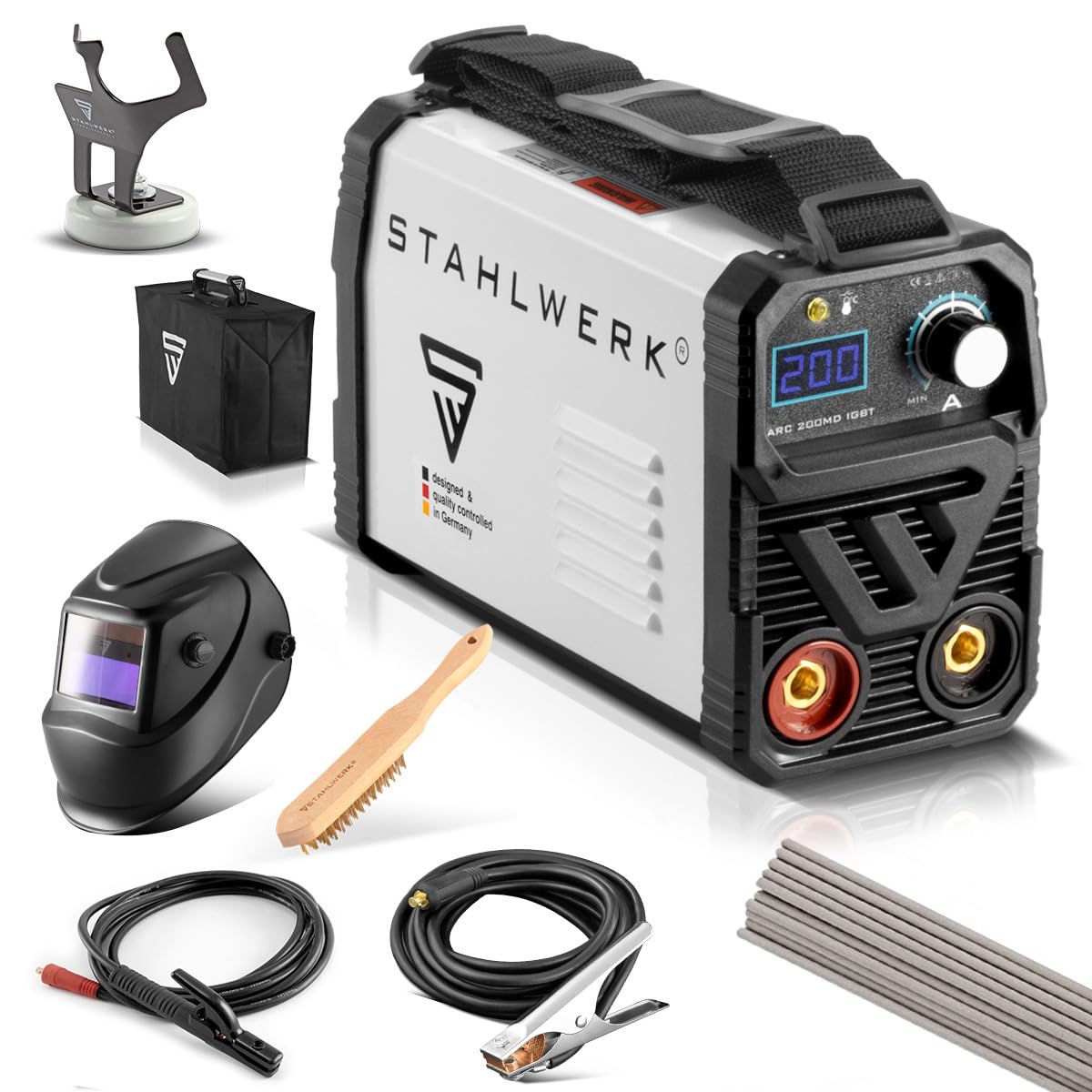 خرید از آمازون - STAHLWERK ARC 200 MD IGBT کاملا مجهز - دستگاه جوش جوش DC MMA/E-Hand/Lift-TIG با 200 آمپر واقعی بسیار فشرده تک برد 7 سال گارانتی سازنده