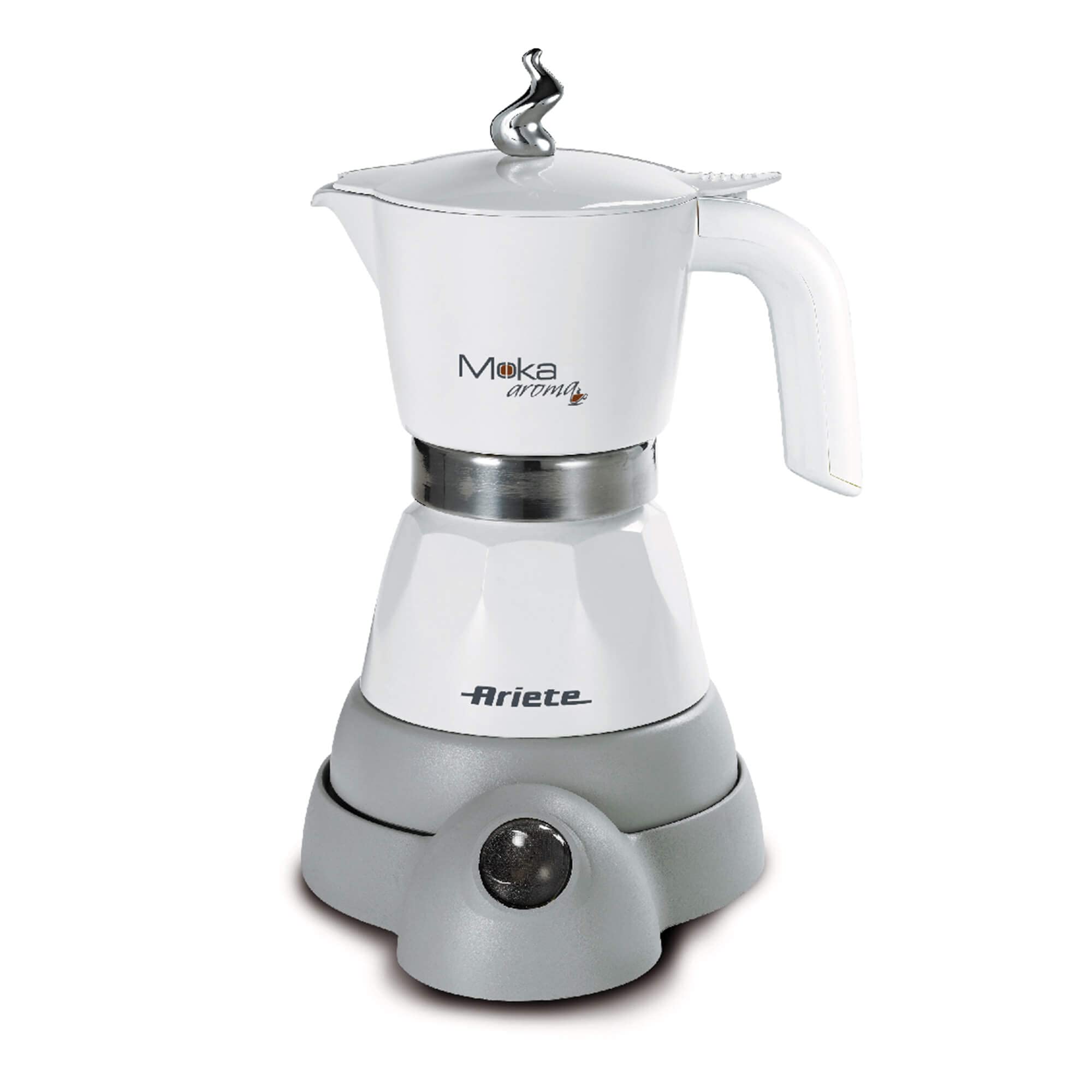 Ariete 1358 Moka Aroma - قهوه ساز برقی برای 2-4 فنجان، 400 وات، خاموش شدن خودکار، عملکرد گرم نگه داشتن در دمای 30 درجه، سفید