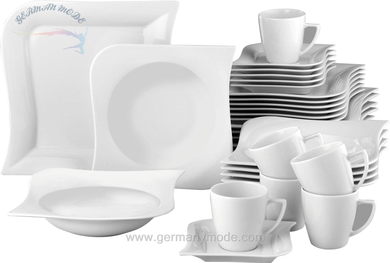 سرویس غذاخوری چینی 30 پارچه 6 نفره ون ول اپرا اسکاندیناوی Van Well Opera Kombiservice 30-teilig weiß