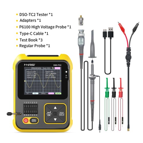 خرید از ایبی - تستر ترانزیستور اسیلوسکوپ دیجیتال دستی FNIRSI DSO-TC2 2.4 اینچی 200kMHz