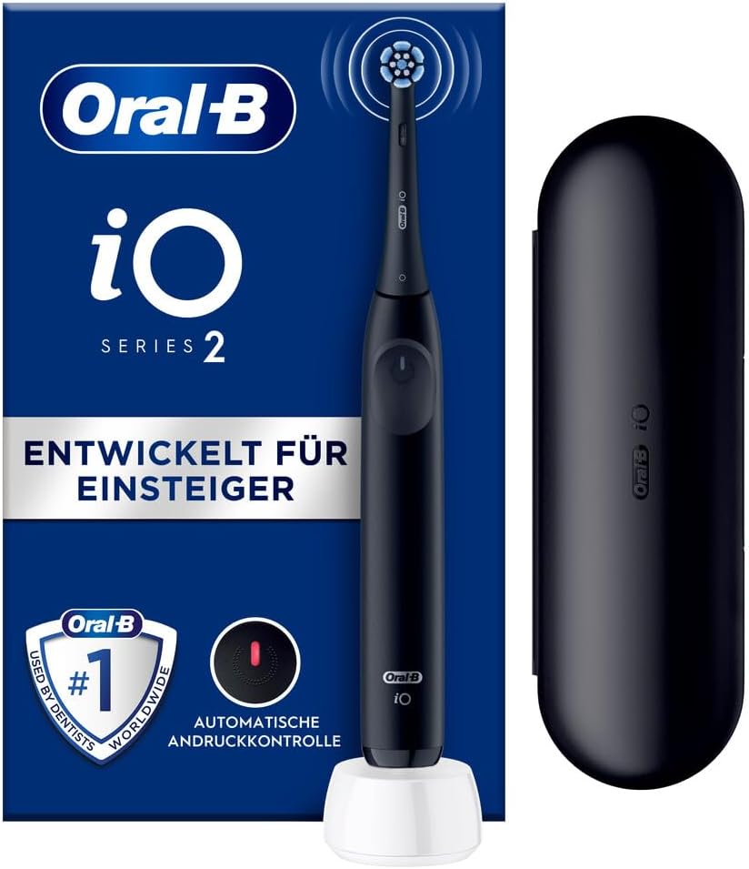 مسواک برقی اورال بی آمریکا Oral-B iO Series 2، 1 سر مسواک، 3 حالت مسواک زدن، فناوری مغناطیسی، کیف مسافرتی، طراحی شده توسط براون، مشکی شب