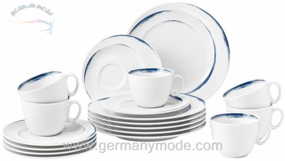 سرویس قهوه خوری چینی 18 پارچه 6 نفره سلتمن ویدن آلمان Seltmann Weiden Pao Blue Brush Kaffeeservice 18 tlg