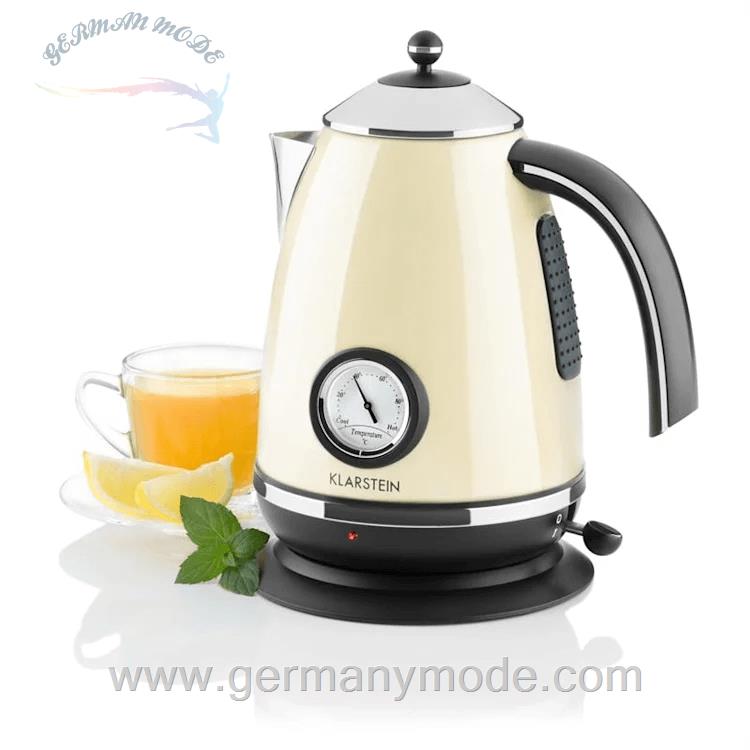 کتری برقی 1.7 لیتری کلارشتاین آلمان Klarstein Aquavita Chalet Wasserkocher 2200 watt 1,7 Ltr Creme