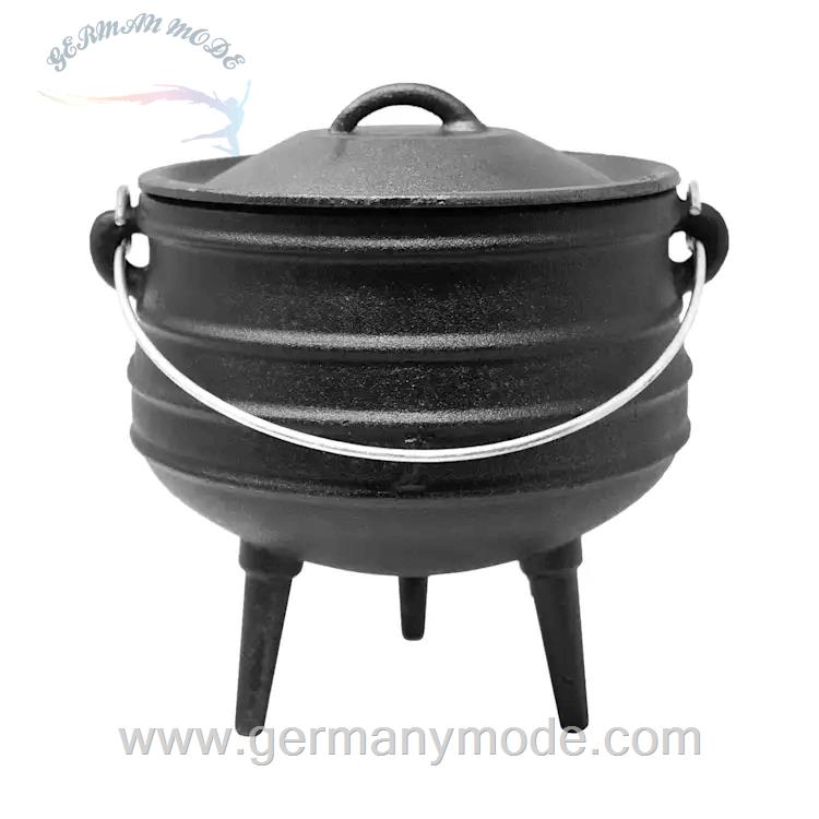 قابلمه 3 لیتری ته گرد پایه دار کلارشتاین آلمان Klarstein Beefalo Potjie Schmortopf Standfüße Größe S Potjies, Gusstopf Schwarz