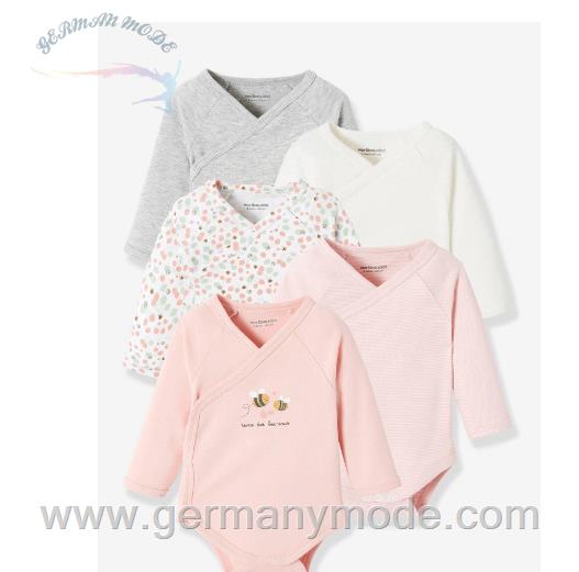 ست 5 تکه بادی آستین بلند نوزاد ورت فرانسه Vertbaudet 5er-Pack Neugeborenen-Bodys Bienen Langarm - pack rosa