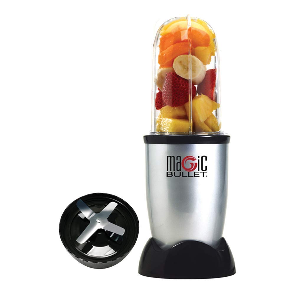 مخلوط کن نوتری‌ بولت آمریکا Nutribullet (Magic Bullet) MBR-0328، 0.53 لیتر، جمع و جور، سریع، برای اسموتی میوه و سبزیجات، بدون BPA، 200 وات، دفترچه دستور غذا به زبان اسپانیایی، قابل شستشو در ماشین ظرفشویی، خاکستری، 2 عدد لوازم جانبی