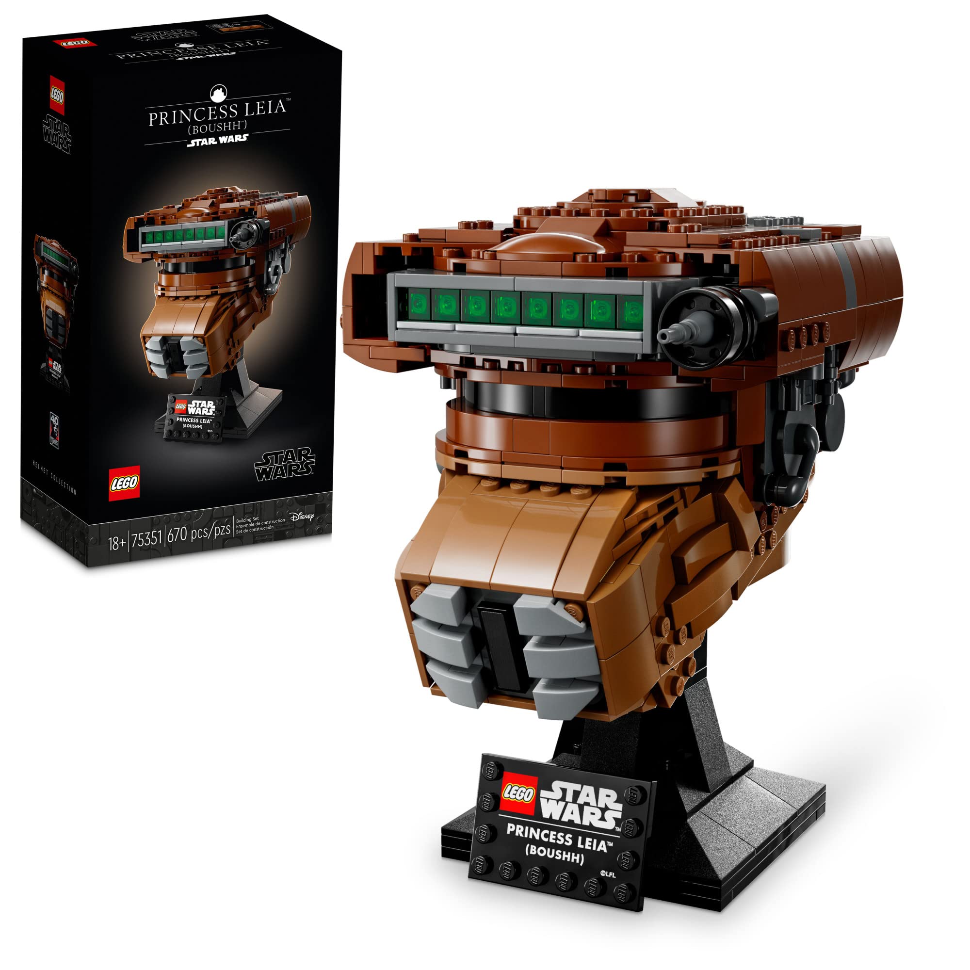 خرید از آمازون - مجموعه کلاه ایمنی LEGO Star Wars Princess Leia (Boushh) برای بزرگسالان 75351 (670 عدد)