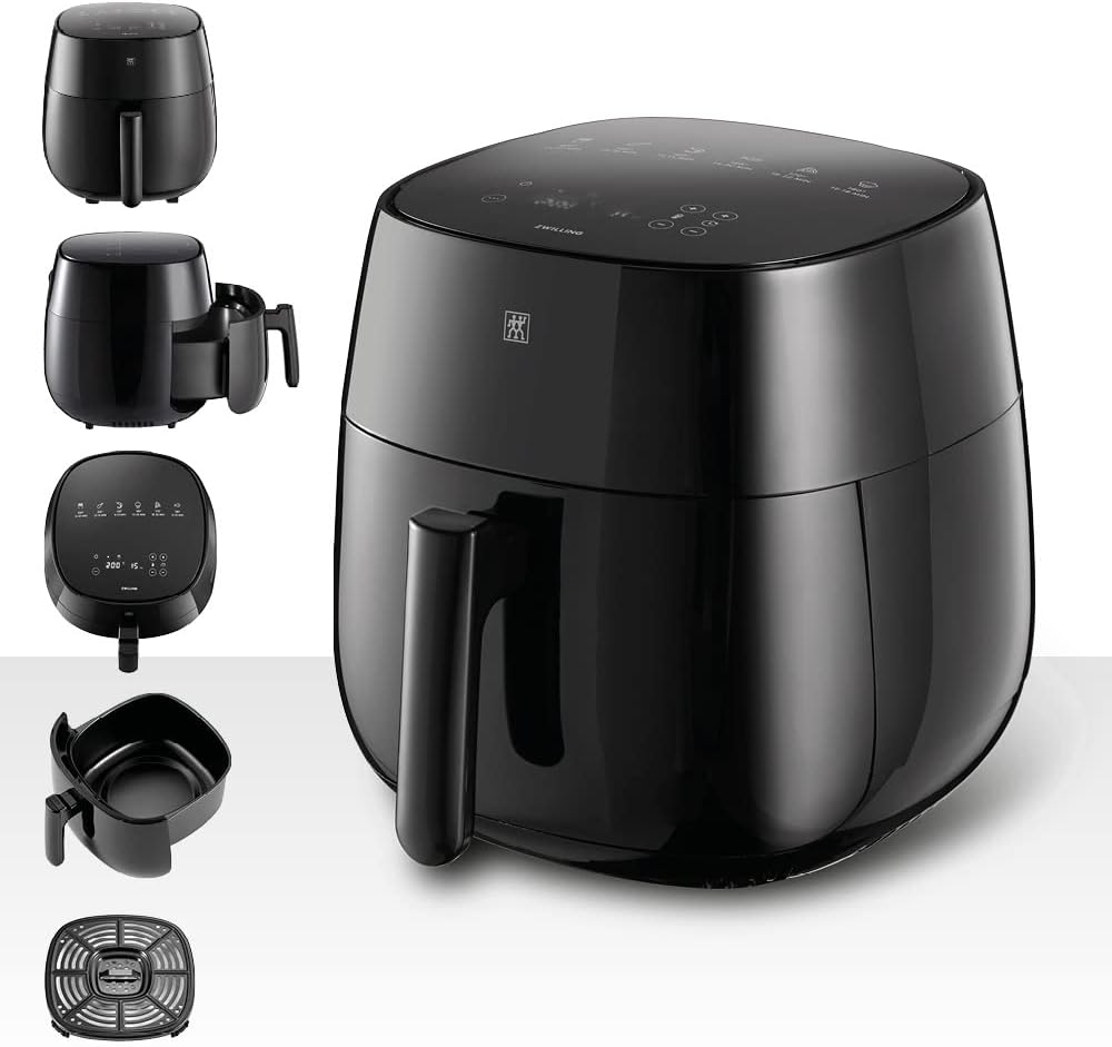 سرخ کن هوای گرم زولینگ آلمان ZWILLING Air Fryer سرخ کن هوای گرم 4 لیتری 6 برنامه 1400 وات سرخ کردنی پخت و پز بدون چربی شامل کتاب دستور پخت مشکی