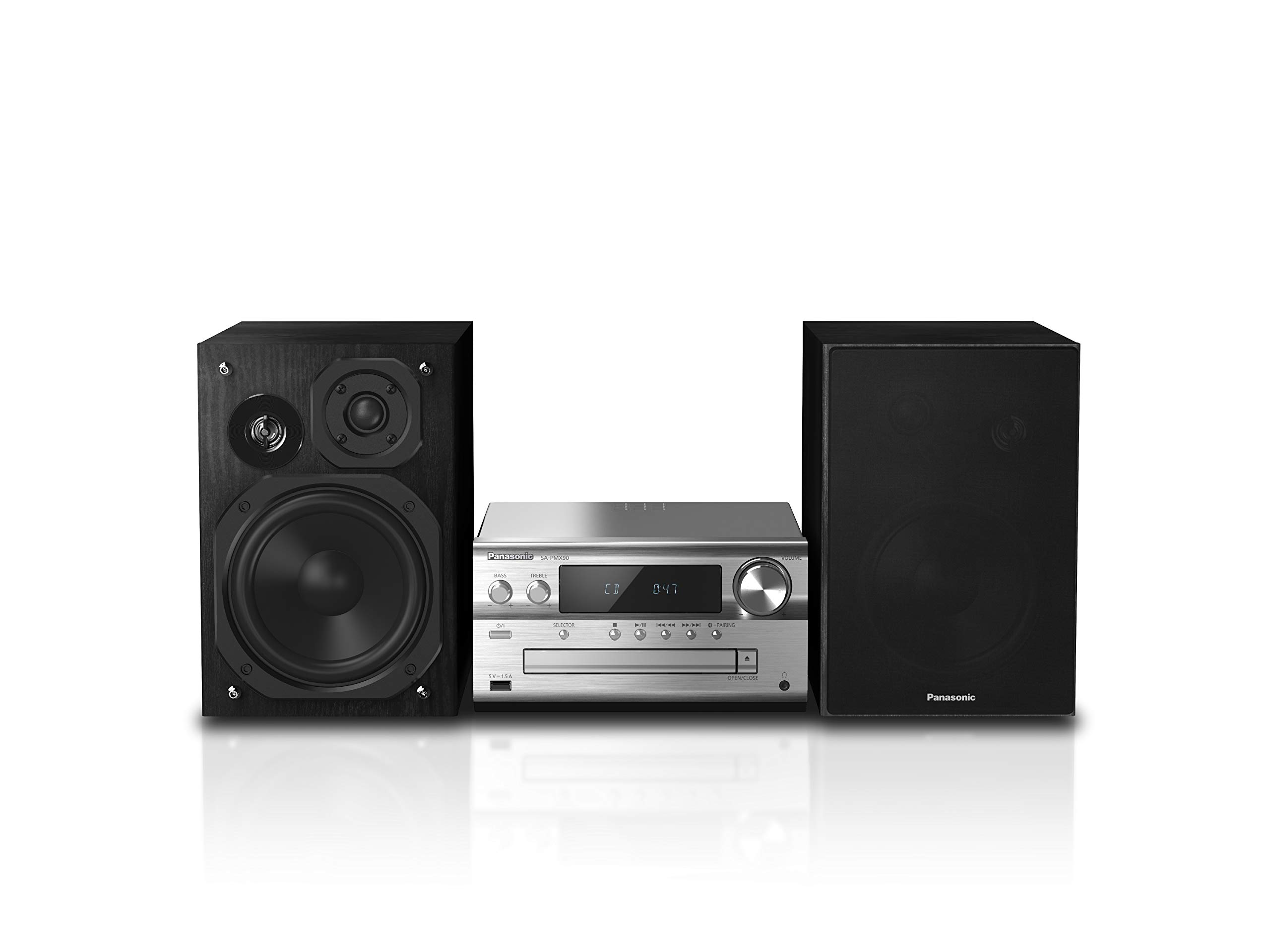 خرید از آمازون - Panasonic SC-PMX90 Mikroanlage mit Bambus-Lautsprechern (120 W, HiFi, Heim-Sound, 14 cm Woofer, 1,9 cm Silk Dome Hochtöner, 1,5 cm Piezo Twitter, Bluetooth, Dual-USB, FM-Radio, AUX 3,5 mm) - Silber SC-PMX90EG-S silber
