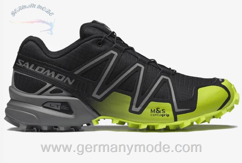 کتانی اسپرت مردانه زنانه سالامون فرانسه SALOMON SPEEDCROSS 3 Sportliche Schuhe Unisex Black / Acid Lime / Monument