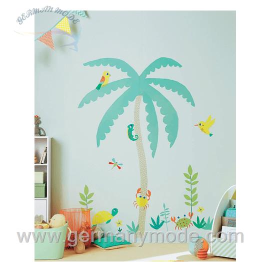 برچسب دیوار اتاق کودک ورت فرانسه Vertbaudet Kinderzimmer Wandsticker Palme - mehrfarbig