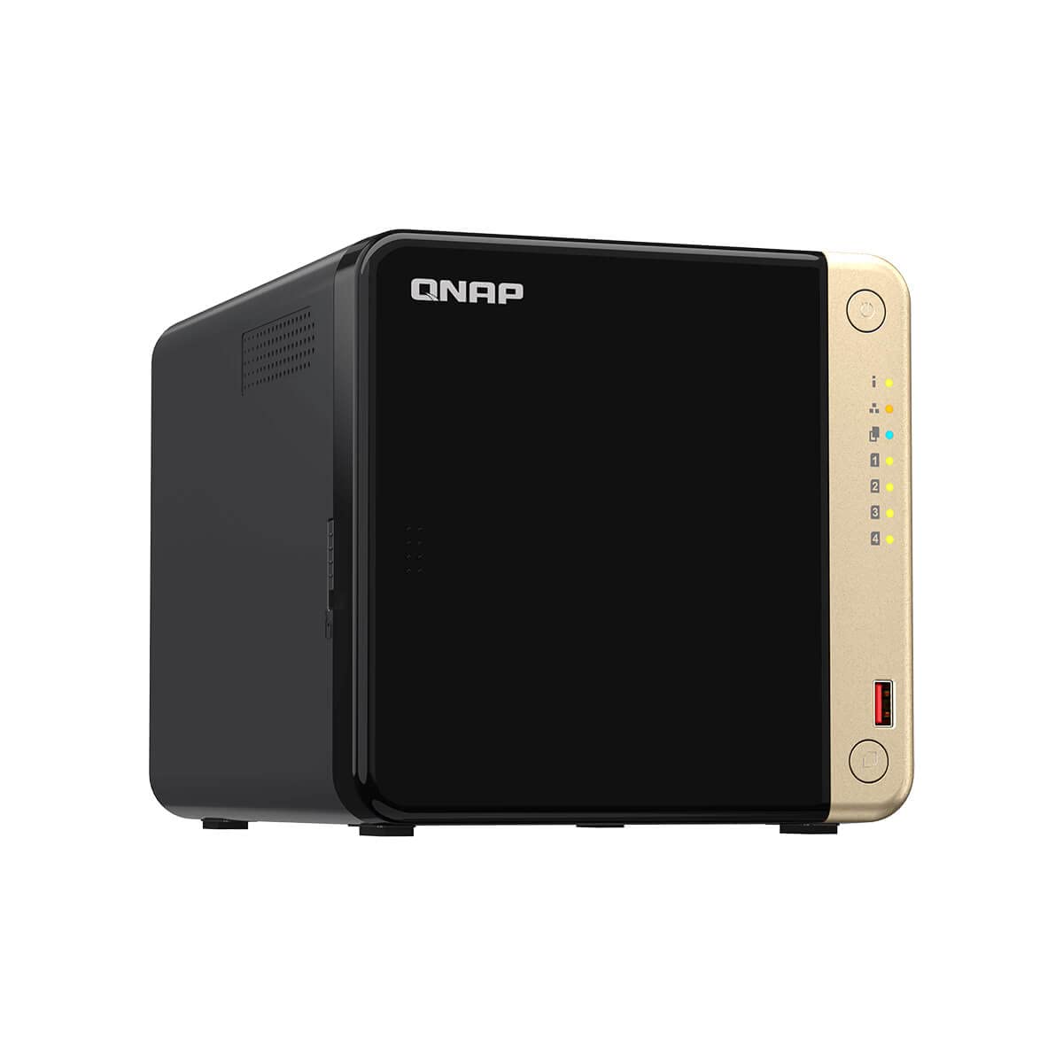 کیونپ TS-464-4G NAS و سرور ذخیره‌سازی ایستاده، دارای پورت اترنت داخلی، رنگ مشکی، NAS، رم ۴ گیگابایتی و ۴ جایگاه