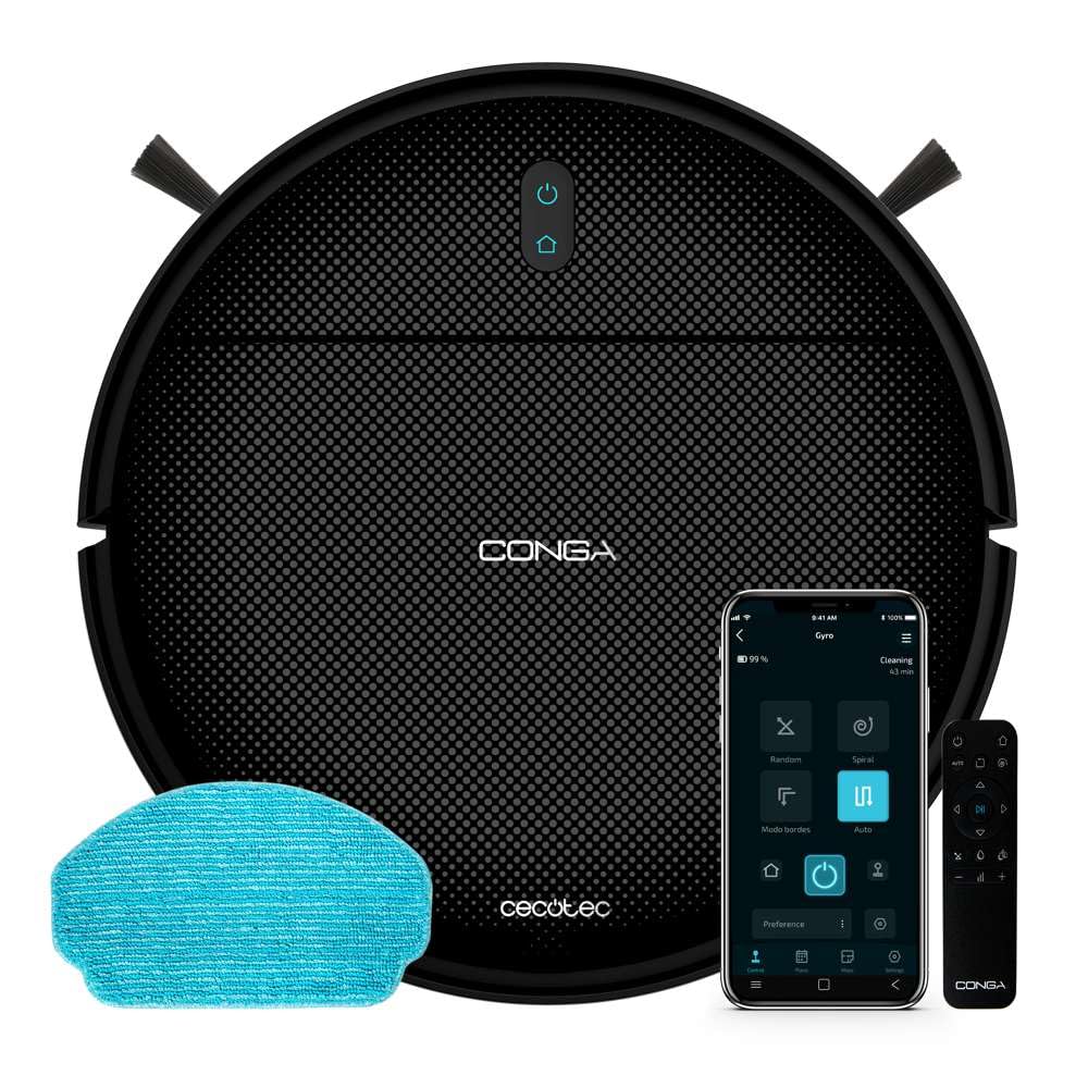 جارو رباتیک تی کش سکوتک اسپانیا Cecotec مدل Conga 999 Origin Genesis. فناوری تصادفی، ۱۰۰۰ پاسکال، ۲ برس جانبی، ۱۲۰ دقیقه کارکرد خودکار، ۶ برنامه