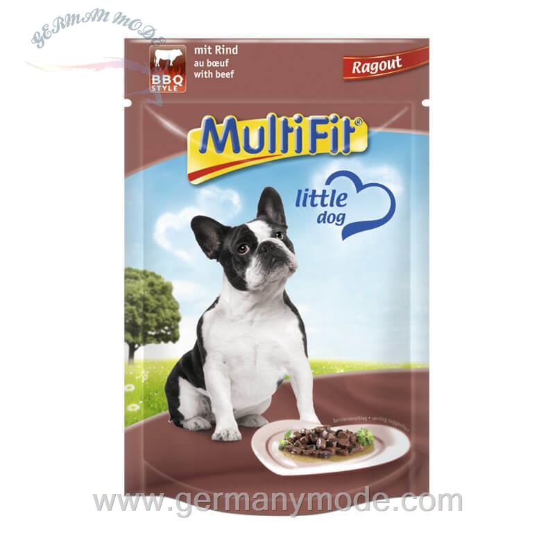 غذا مرطوب سگ کوچک بزرگسال مولتی فیت آلمان MultiFit Adult Little Dog Pouch Ragout 24x100g Rind