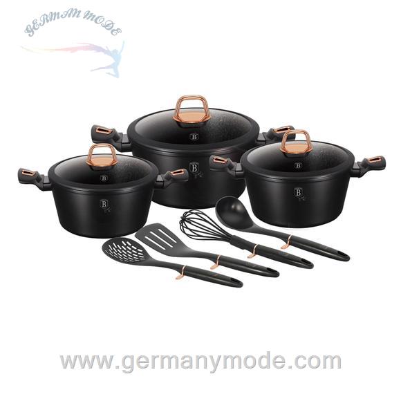 سرویس قابلمه کفگیر ملاقه 10 پارچه برلینگر هاوس مجارستان BerlingerHaus 10-PIECE COOKWARE SET BERLINGER HAUS BH/6154 BLACK ROSE COLLECTION