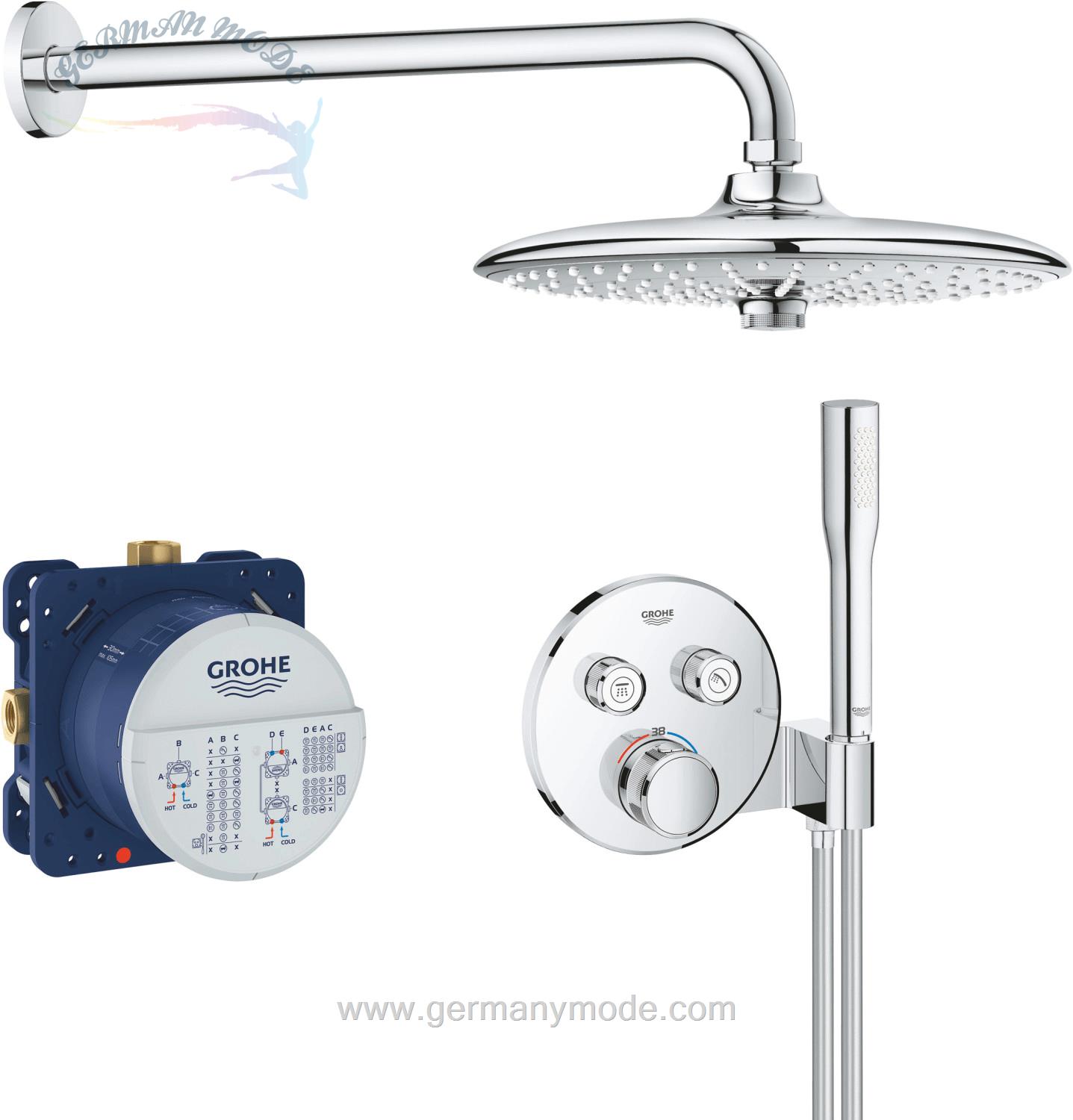 ست شیرآلات دوش حمام توکار گروهه آلمان GROHE Grohtherm SmartControl Duschsystem Euphoria 260 34744000
