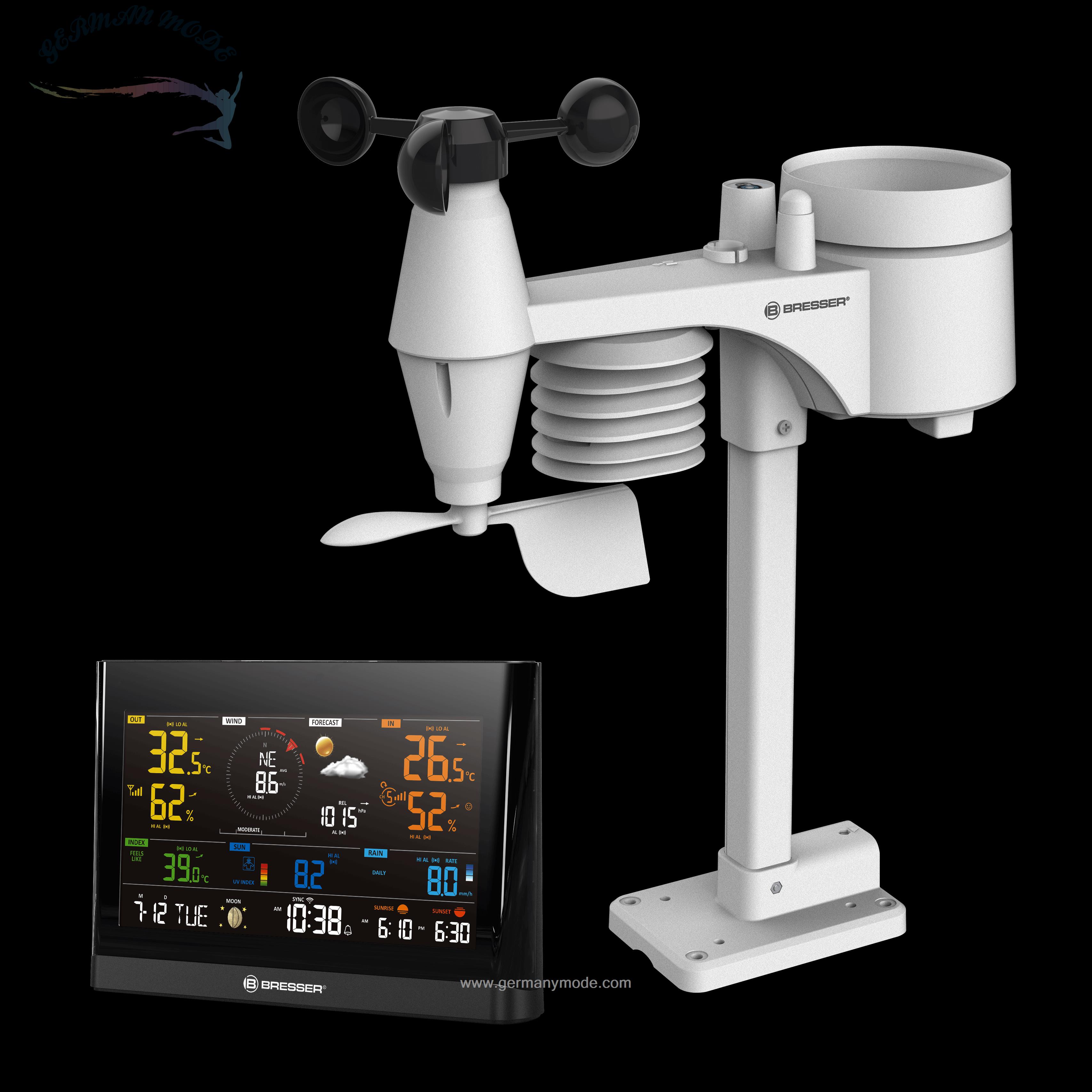 دستگاه هواشناسی دیجیتال برسر آلمان BRESSER WLAN Comfort Wettercenter mit 7-in-1 Profi-Sensor