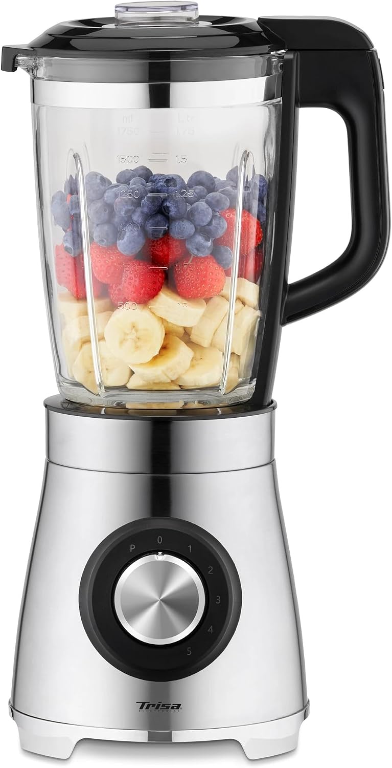 مخلوط کن تریزا سوئیس واریو پاور میکس Trisa Vario Power Mix Standmixer ظرف شیشه‌ای ۱.۷۵ لیتری، ۵ حالت سرعت، تیغه ۴ تیغه از جنس استیل ضد زنگ، قفل ایمنی