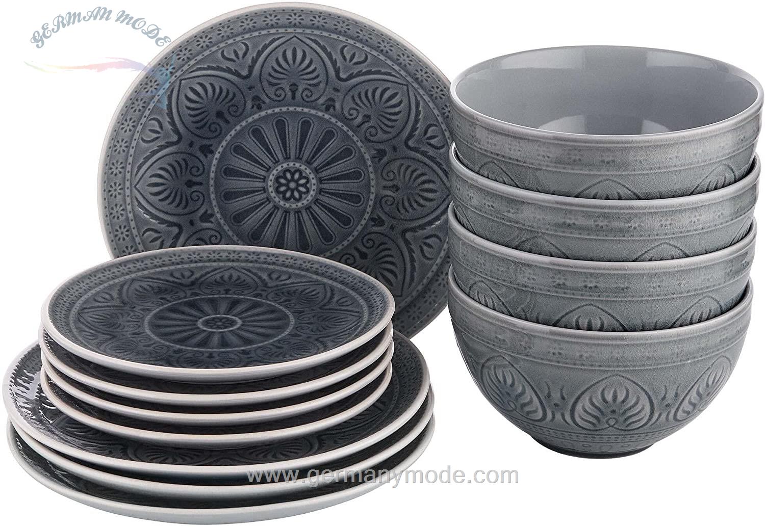 سرویس غذاخوری سرامیک 12 پارچه 4 نفره باتلرز سوماترا Butlers Geschirr-Set Sumatra (12-tlg.) Gray