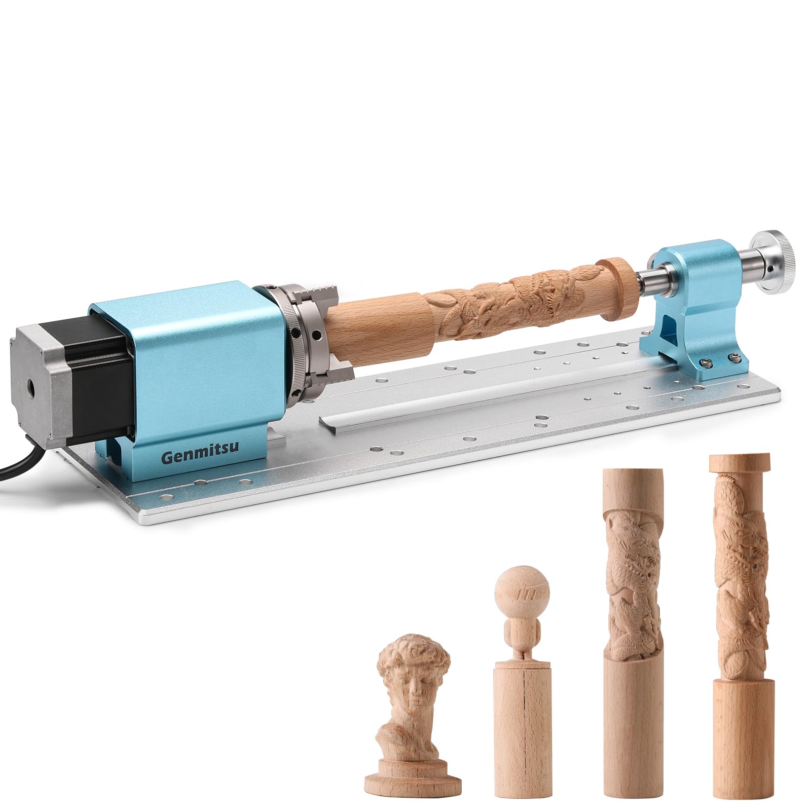 خرید از آمازون - کیت ماژول روتاری Genmitsu برای دستگاه فرز CNC PROVer XL 4030 V1/6050 Plus با موتور پله‌ای دنده سیاره‌ای NEMA23، چاک فک 4، چرخ دنده کاهش 10:1، طول 15-275 میلی‌متر، قطر 2-67 میلی‌متر