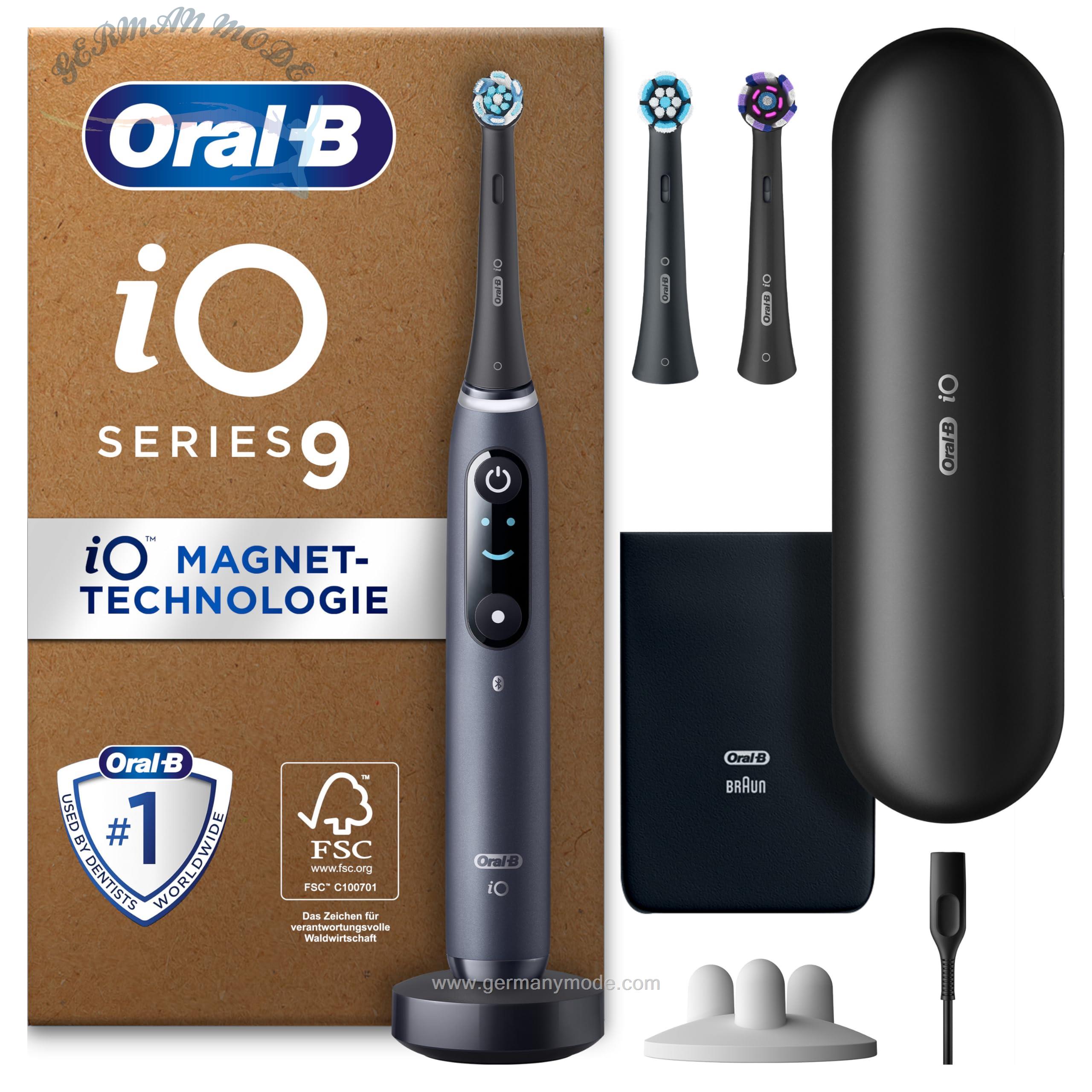 مسواک برقی اورال بی آمریکا Oral-B iO Series 9 Plus Edition / مسواک برقی، PLUS 3 سر مسواک شامل سفیدکننده، قاب مغناطیسی، 7 حالت تمیز کردن، بسته بندی قابل بازیافت، هدیه برای مرد/زن، مشکی