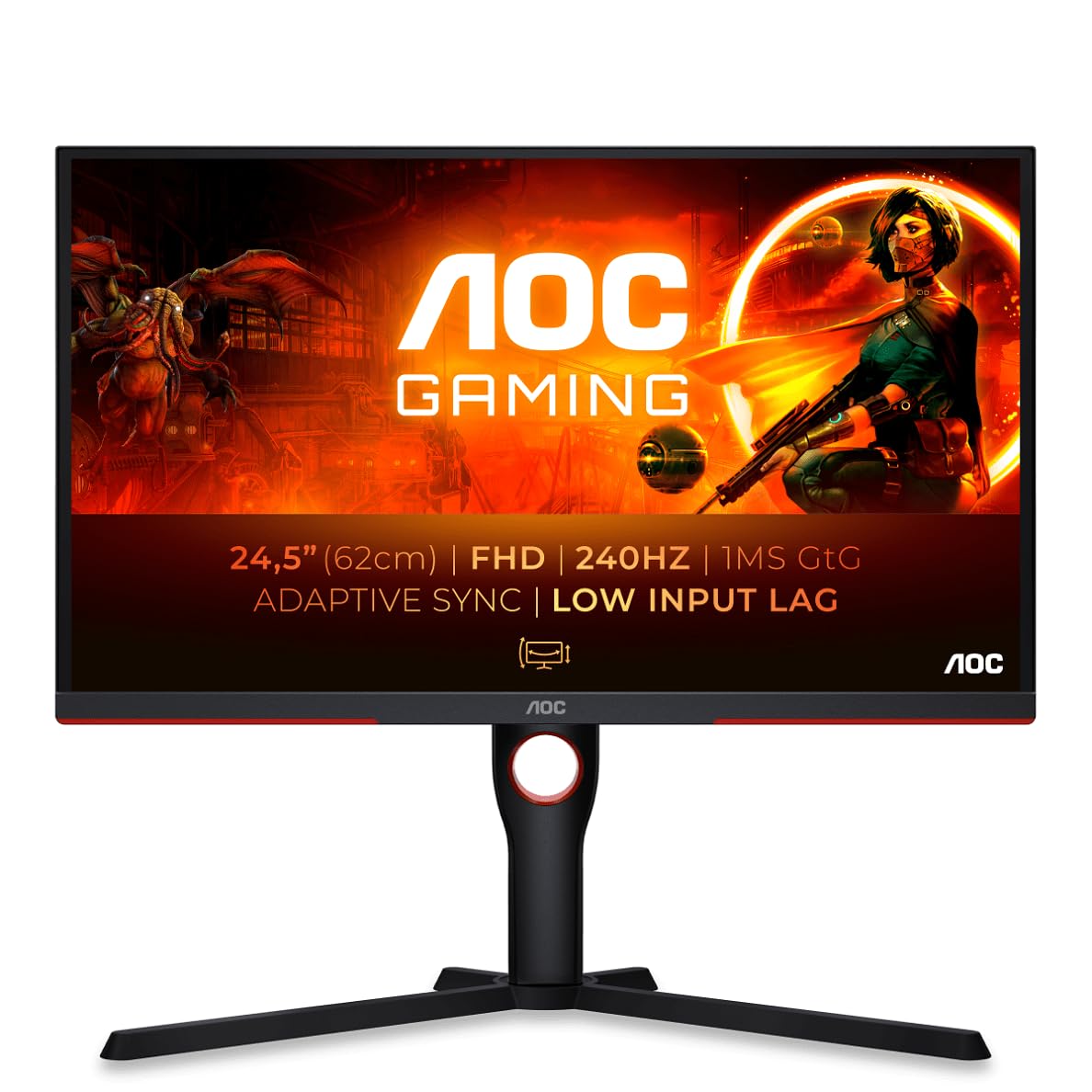 خرید از آمازون - AOC Gaming 25G3ZM - 25 مانیتور Zoll Full HD، 240 هرتز، 0.5 میلی ثانیه MPRT، FreeSync Premium (1920x1080، HDMI، DisplayPort، هاب USB) schwarz/rot