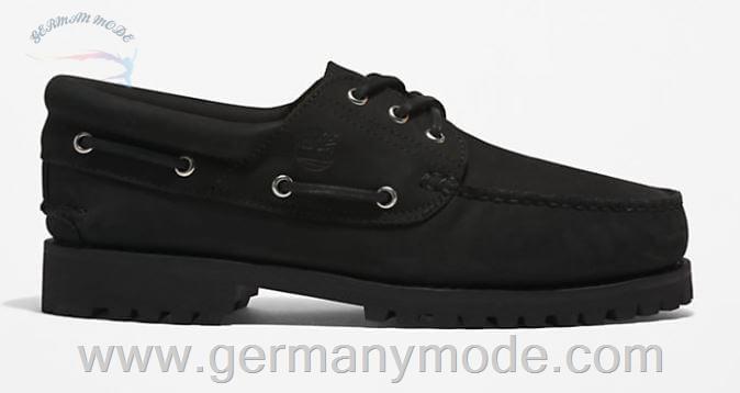 کفش دست دوز کلاسیک مردانه تیمبرلند آمریکا Timberland 3 EYE LUG HAND STITCHED BOAT SHOE FOR MEN IN BLACK
