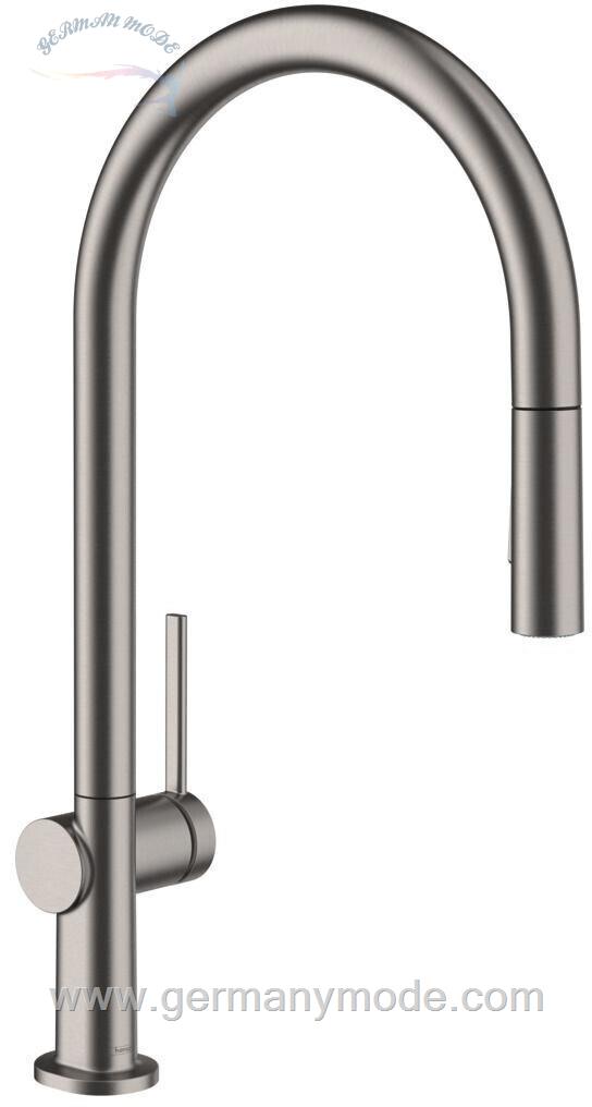 شیر مخلوط ظرفشویی شلنگ دار هانس گروهه آلمان Hansgrohe Talis M54 Einhebel Küchenmischer 210 Ausziehbrause 2jet 72800 schwarz chrom gebürstet 72800340