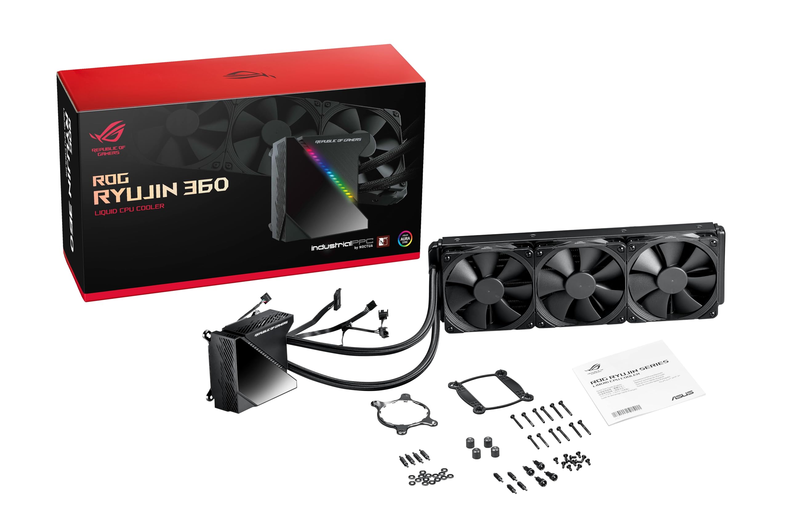 خرید از آمازون - خنک کننده CPU مایع All-in-One ASUS ROG Ryujin 360 با رنگ OLED، Aura Sync RGB و Noctua iPPC 2000 PWM 120 میلی متری رادیاتور فن 360 میلی متری ROG Ryujin