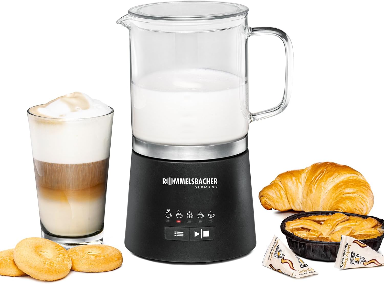 کف شیر ساز روملزباخر آلمان ROMMELSBACHER MS 625، برقی، 500 میلی لیتر برای هم زدن، پارچ شیشه ای، 250 میلی لیتر برای کف کردن، 5 برنامه