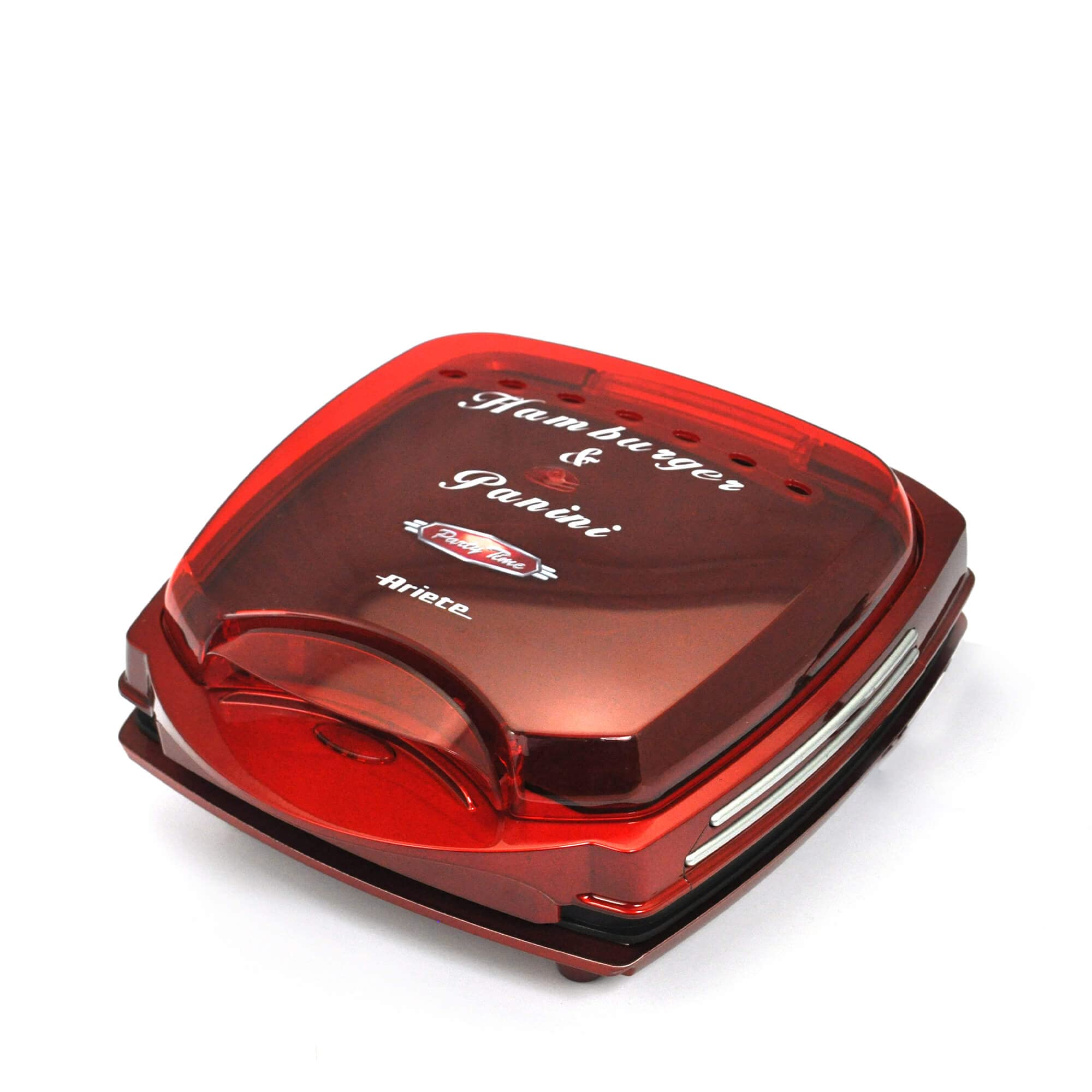 Ariete 185 Party Time - همبرگرساز، 1200 وات، صفحه حرارتی دوبل با روکش نچسب، رنگ: قرمز 185 همبرگرساز