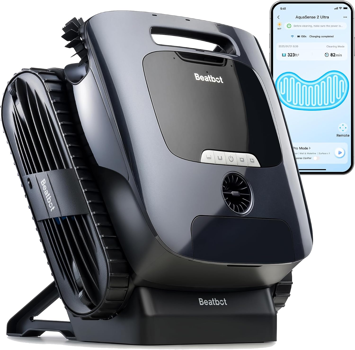 جارو رباتیک استخری بیت بات Beatbot Aquasense 2 Ultra نقشه برداری هوش مصنوعی، تمیز کردن کامل ، تشخیص آلودگی با هوش مصنوعی، برای سطح، کف و دیوار، تمیز کردن استخر تا 300 متر مربع
