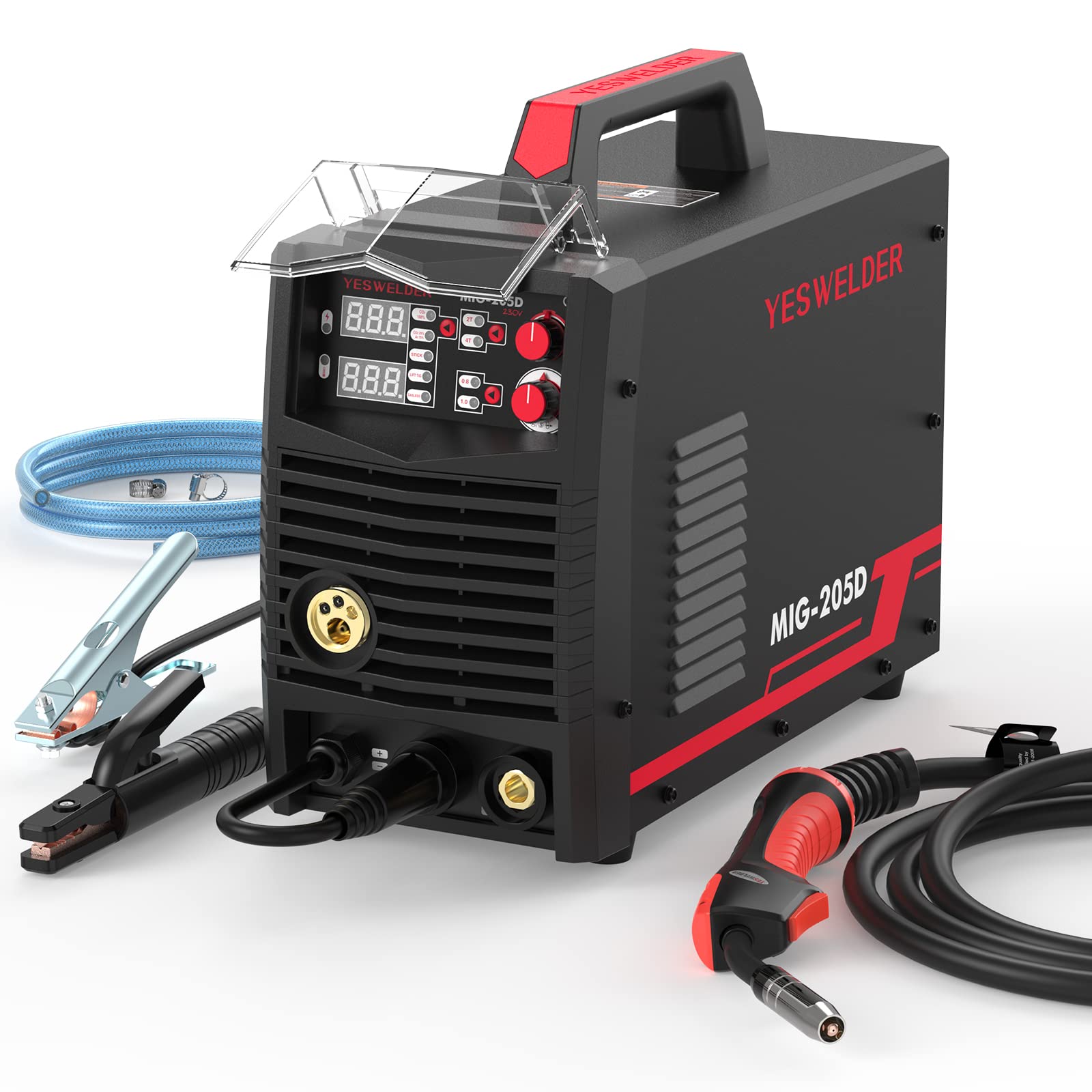 خرید از آمازون - دستگاه جوش MIG MAG YESWELDER 205A 230V MIG/Lift TIG/MMA 3 in 1 دستگاه جوش گازی/بدون گاز MAG جوشکاری IGBT دستگاه جوش چندمنظوره با قوس اینورتر استیک استیک گاز MIG