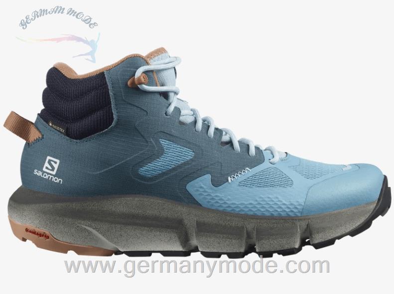 کتانی هایکینگ کوهنوردی ضد آب زنانه سالامون فرانسه SALOMON PREDICT HIKE MID GORE TEX Hikingschuhe Damen Mallard Blue Delphinium Blue Mocha Mousse