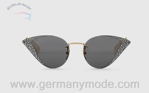 عینک آفتابی زنانه گوچی ایتالیا GUCCI Sonnenbrille mit geometrischem Rahmen und Kristallen ‎663741 I3330 8012