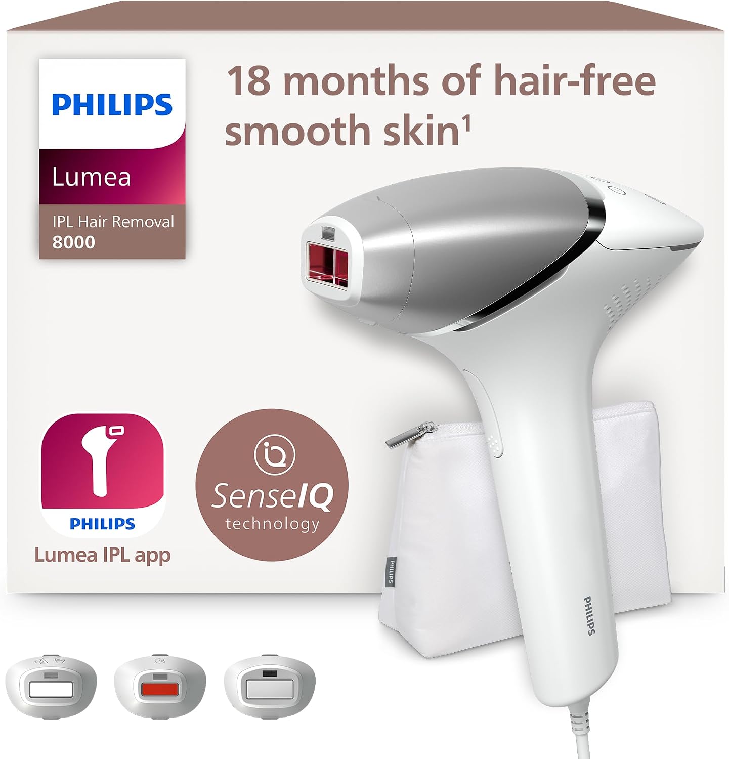 لیزر بدن بانوان فیلیپس هلند Philips Lumea IPL 8000 Series BRI946/00 سری لومیا ۸۰۰۰ - دستگاه رفع موهای زائد با IPL، جایگزین لیزر موهای زائد، فناوری SenseIQ، ۳ سری برای بدن، صورت و نواحی حساس